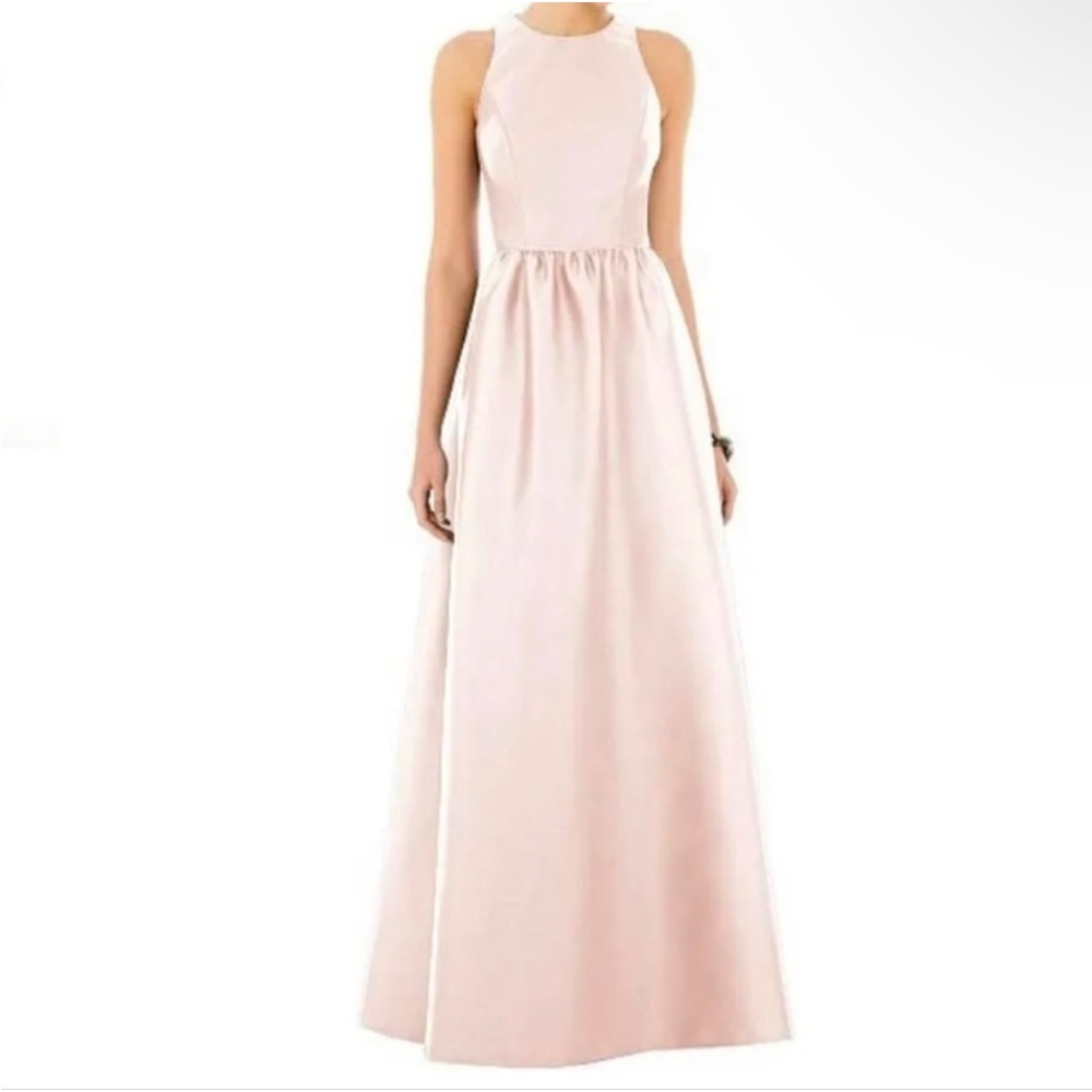 🔥Alfred Sung long soft peach blush dress D707 1